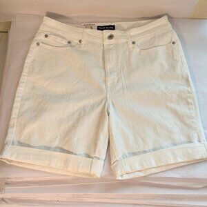 New DKNY Jeans Bermuda Shorts Women's Size 10 White Coastal Stretch Boho Beach